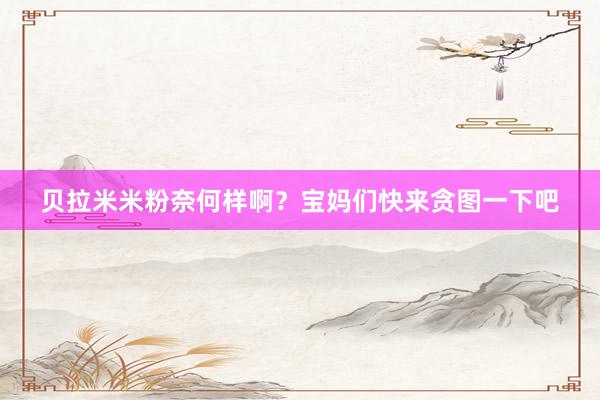 贝拉米米粉奈何样啊？宝妈们快来贪图一下吧