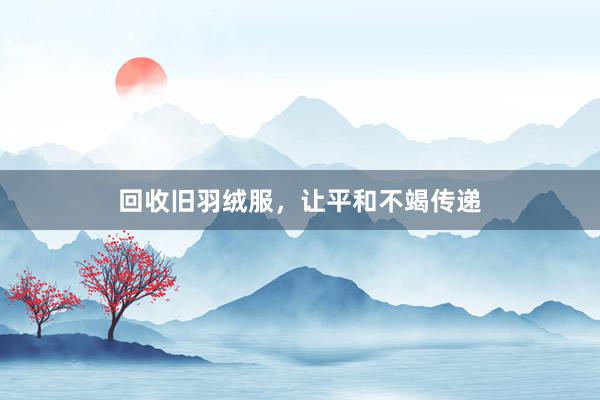 回收旧羽绒服，让平和不竭传递