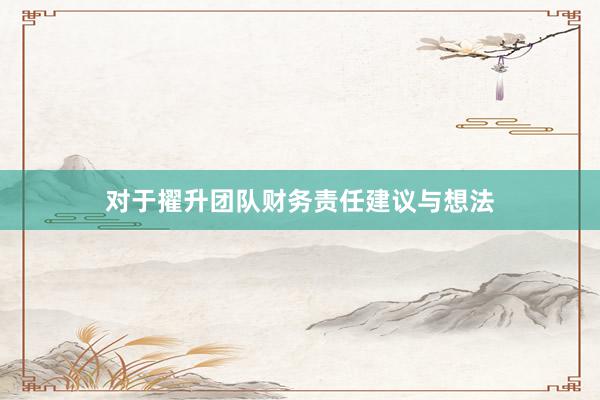 对于擢升团队财务责任建议与想法